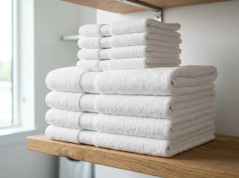 Folded luxury white commercial gym and spa towels